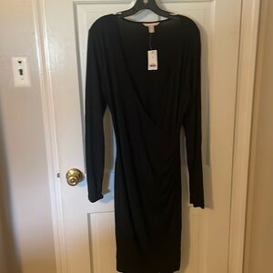 NWT Banana Republic black faux wrap dress.
